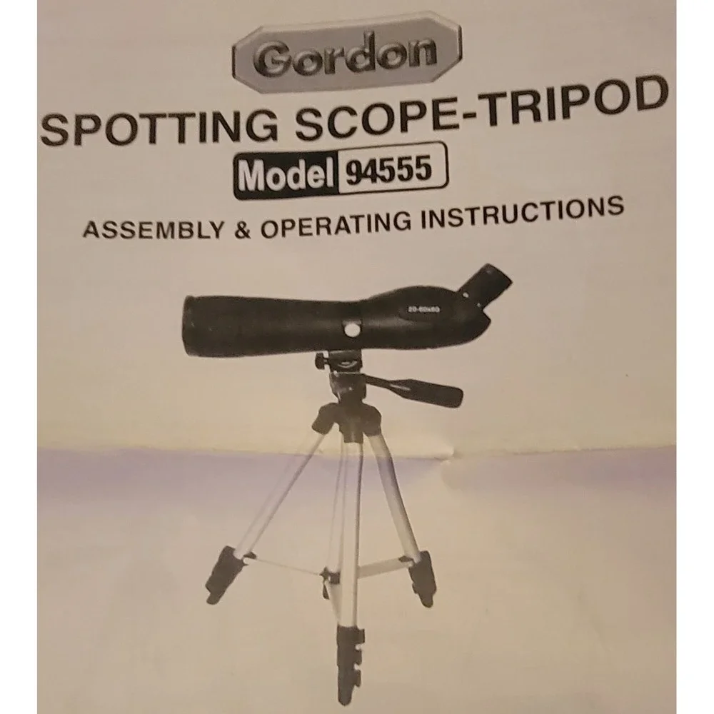 Gordon Spotting Scope Tripod Kit 20-60x60mm Angled Zoom Model 94555 with Case